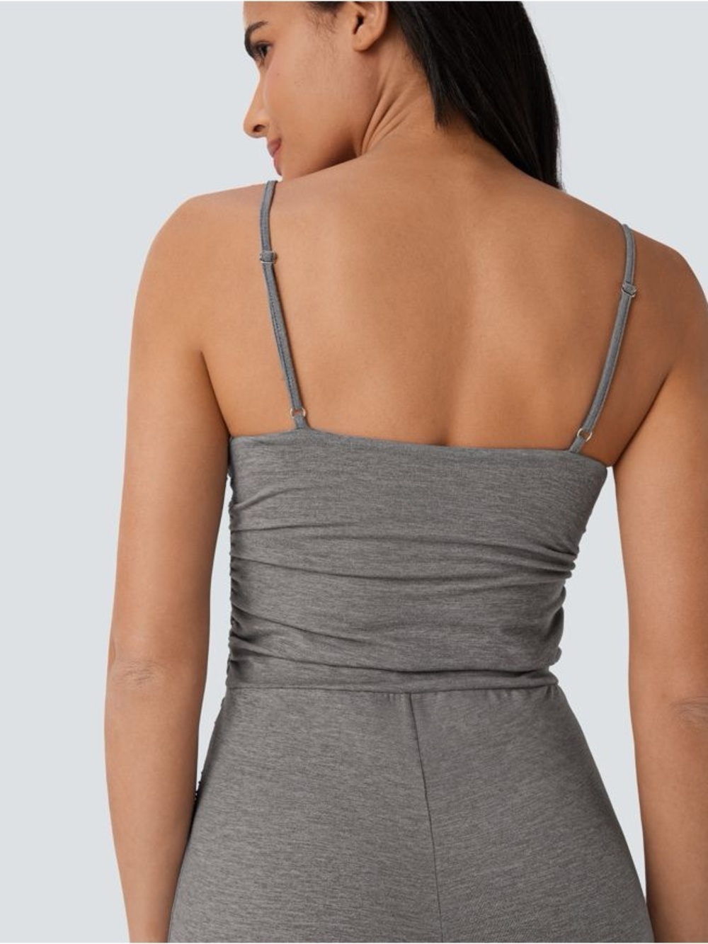 Halara Cut Out Ruched Flare Casual Slip Jumpsuit medium - Picture 4 of 5